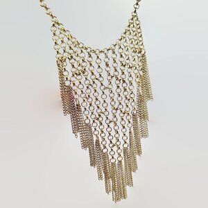 Vintage Bib Necklace, Chainmaille: Chainmail Gold Tone Boho Bohemian Renaissance